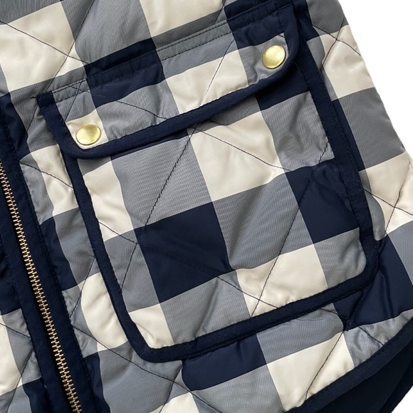 J. Crew Plaid Excursion Vest XS Navy Cream EUC - Picture 3 of 6